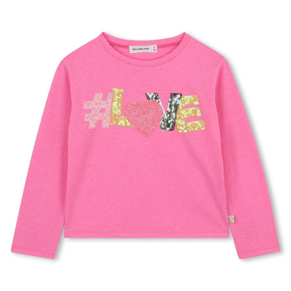 NEW BILLIEBLUSH girls #love long sleeve tee in pink